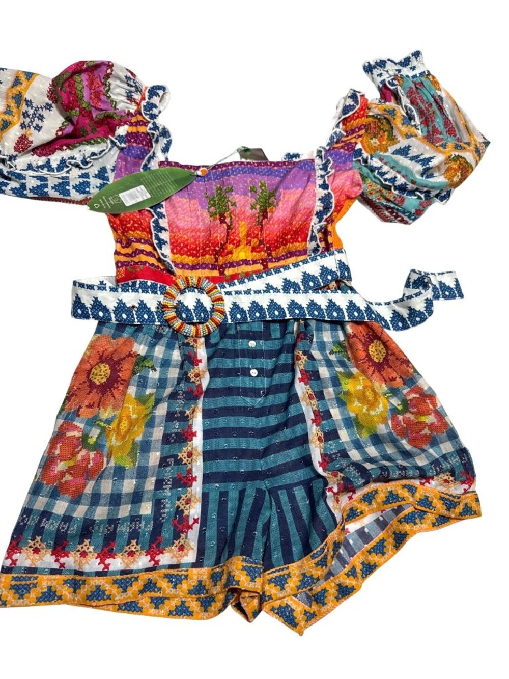 NWT FARM Rio Summer Vibe Romper Multicolor Floral Womens M MSRP $230